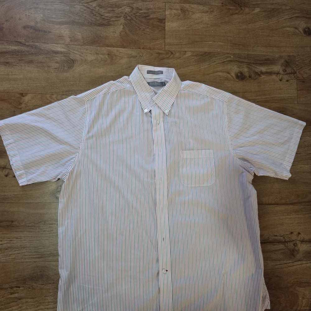 Daniel Cremieux White and Blue Striped Casual Shirt
